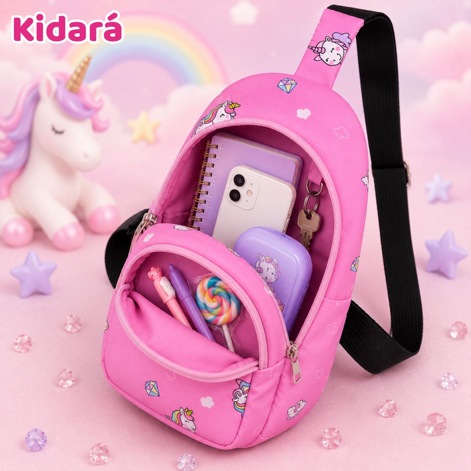 Kidara Unicorn Chest Kids Sling Bag (Pink)