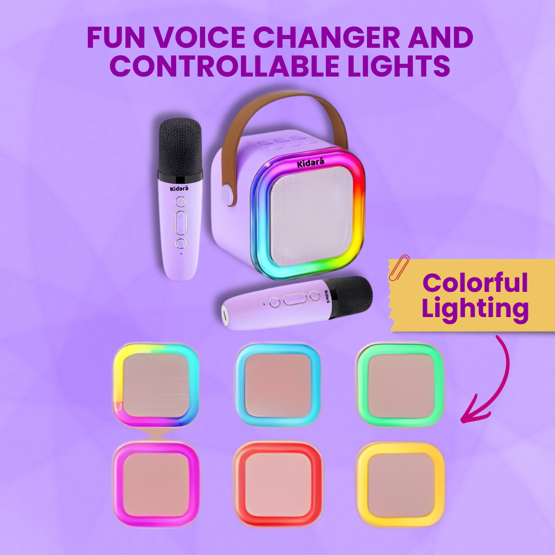 Karaoke Speaker with Two Wireless Mics | Ages 3+ (Purple)