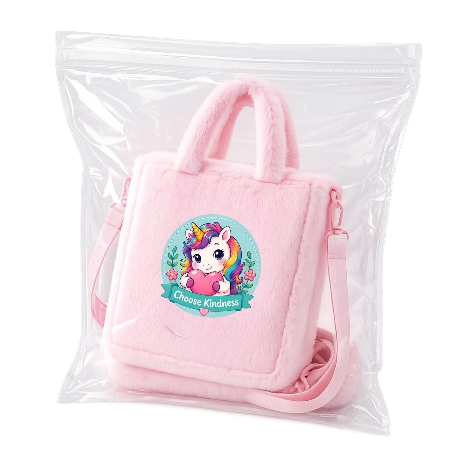 Kidara Pixie Unicorn Fur Kids Sling Bag (Pink)