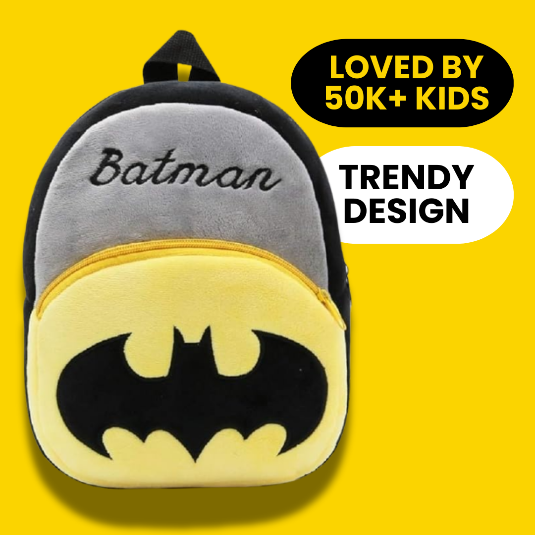 Kidara Batman Plush Backpack - Grey & Yellow