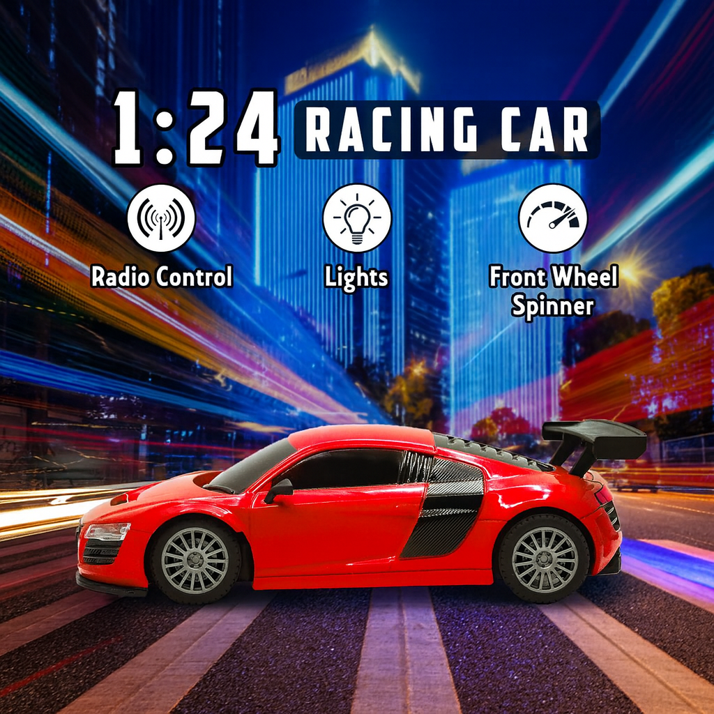 Kidara High-Speed Mini Rechargeable Audi Style RC Car with LED Headlights – Red