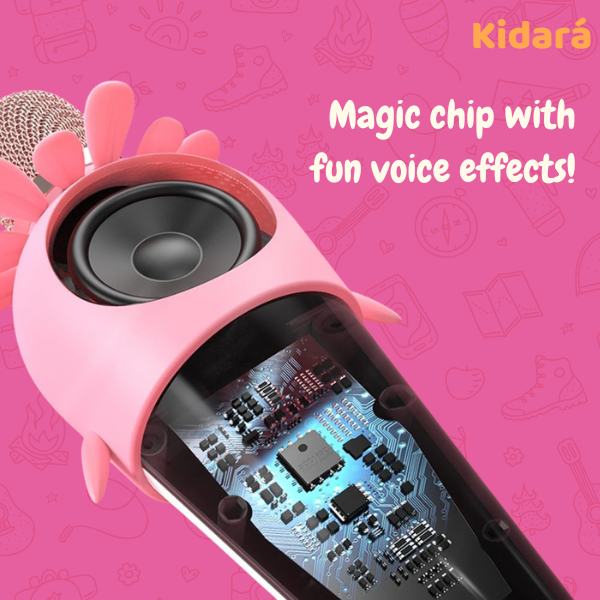 Berry Pop Strawberry Themed Wireless Mic with Built in Speaker & Lights (Pink-White)