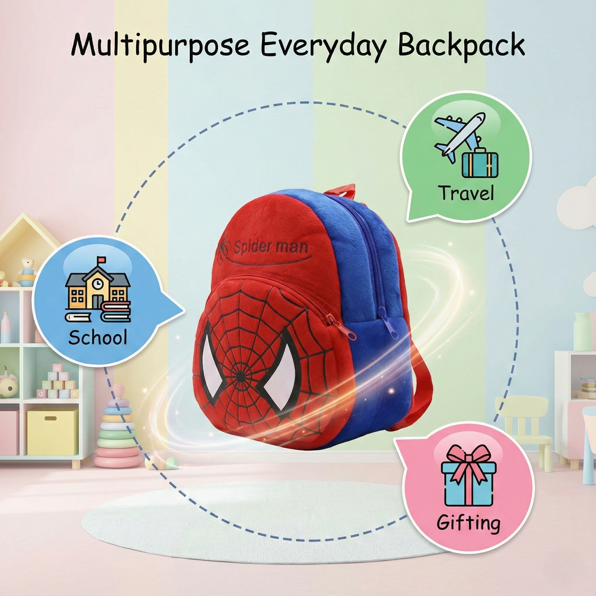Kidara Spiderman Toddler Backpack - Red&Blue