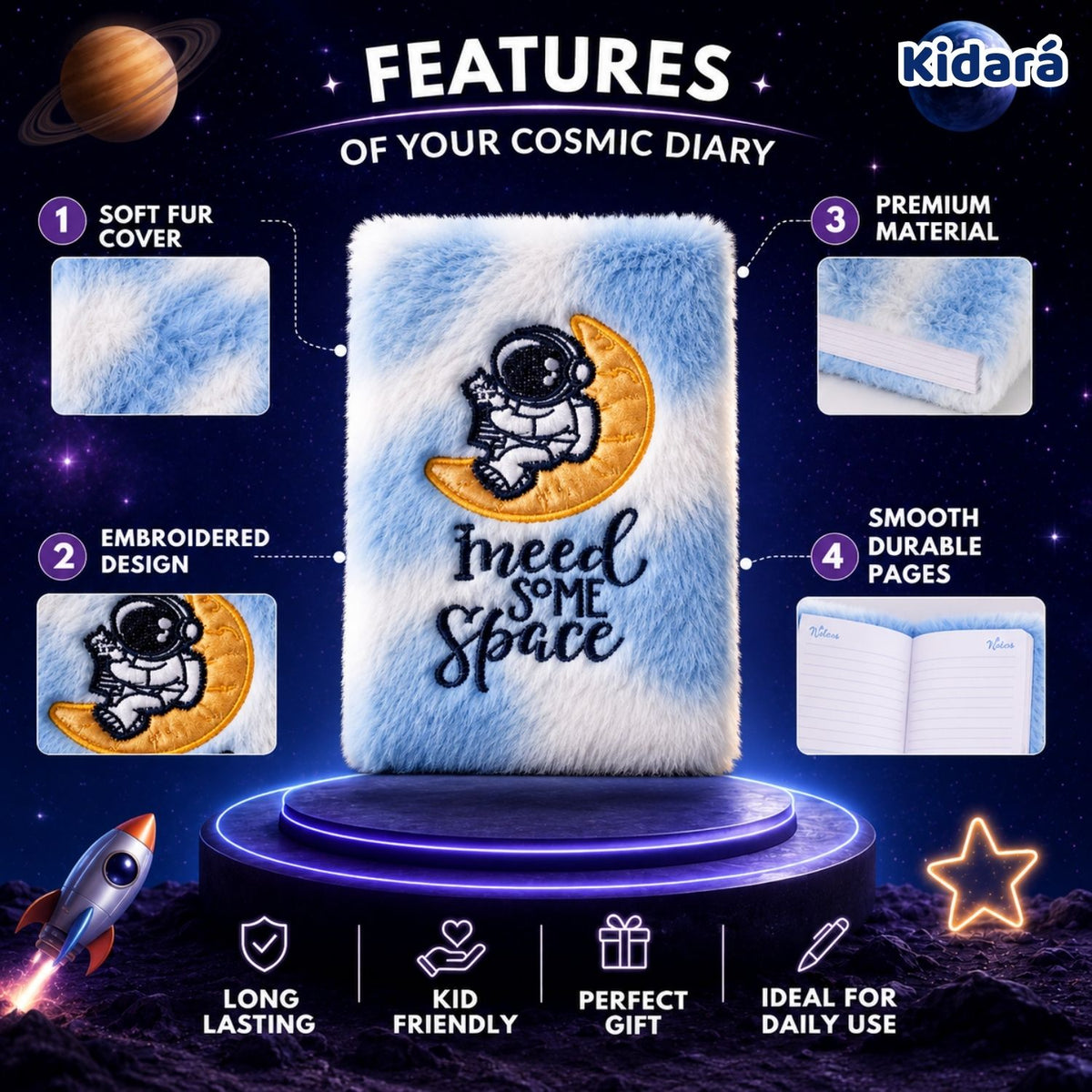Kidara Kids A5 Cute Astronaut Space Diary