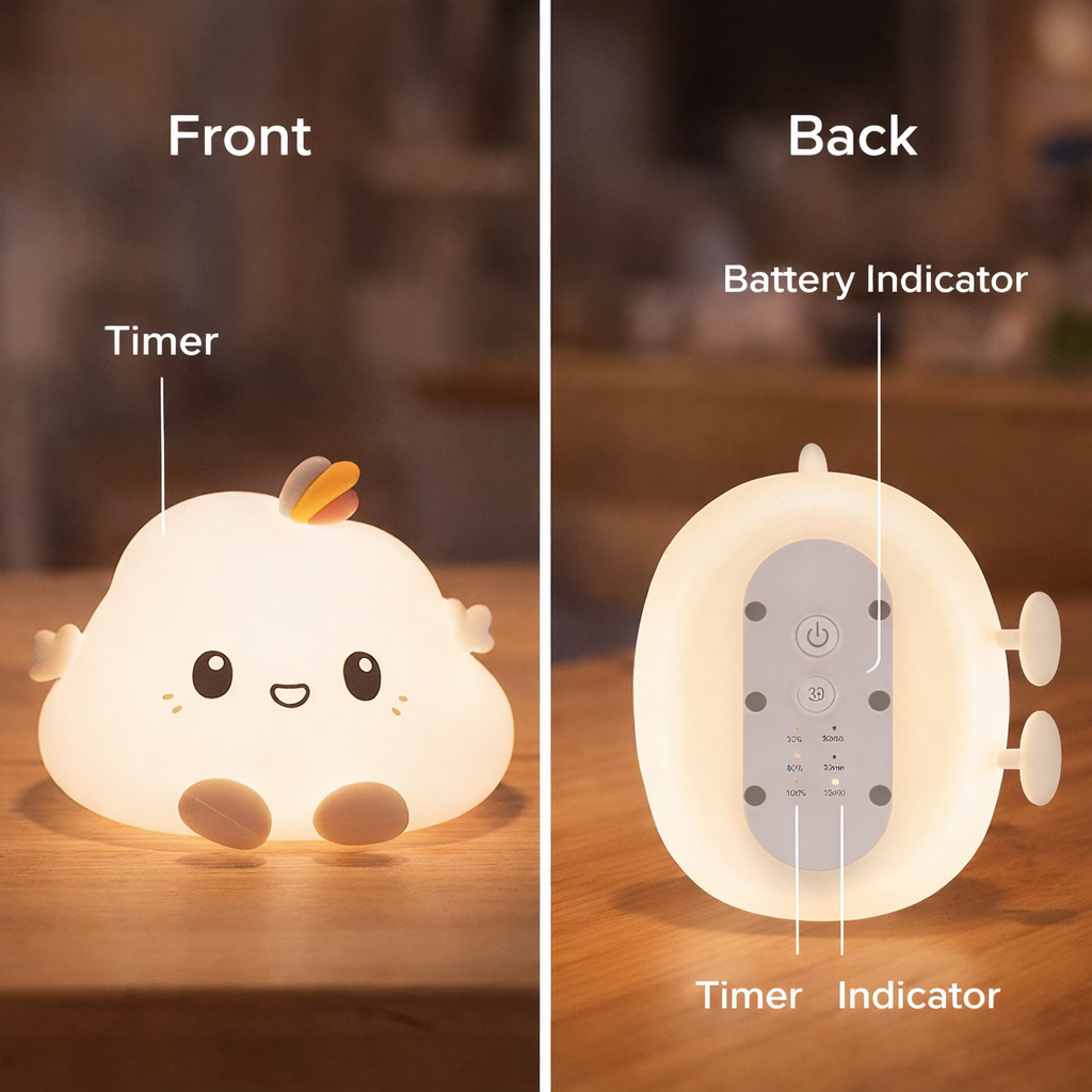 Kidara Cloud Silicone LED Night Light for Kids