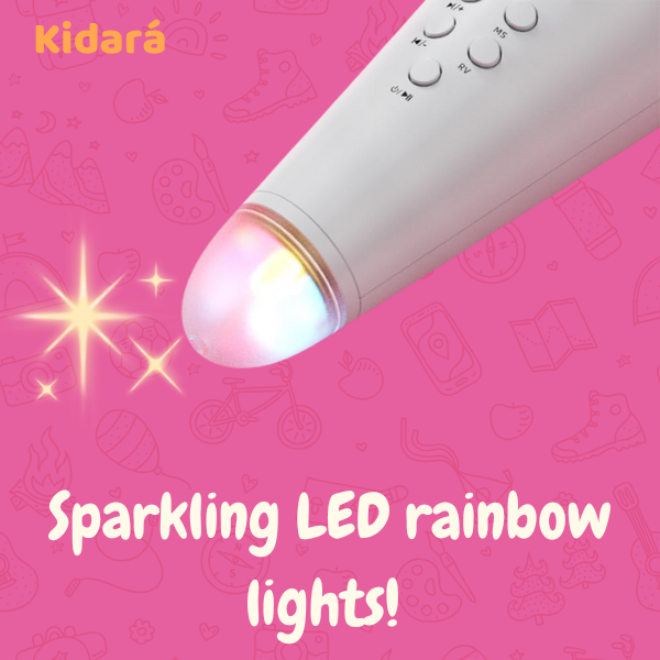 Berry Pop Strawberry Themed Wireless Mic with Built in Speaker & Lights (Pink-White)