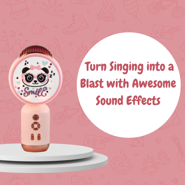 Panda Pop Music Toy with Mic | Bluetooth, Rechargeable  | Ages 4-10+ (Pink)