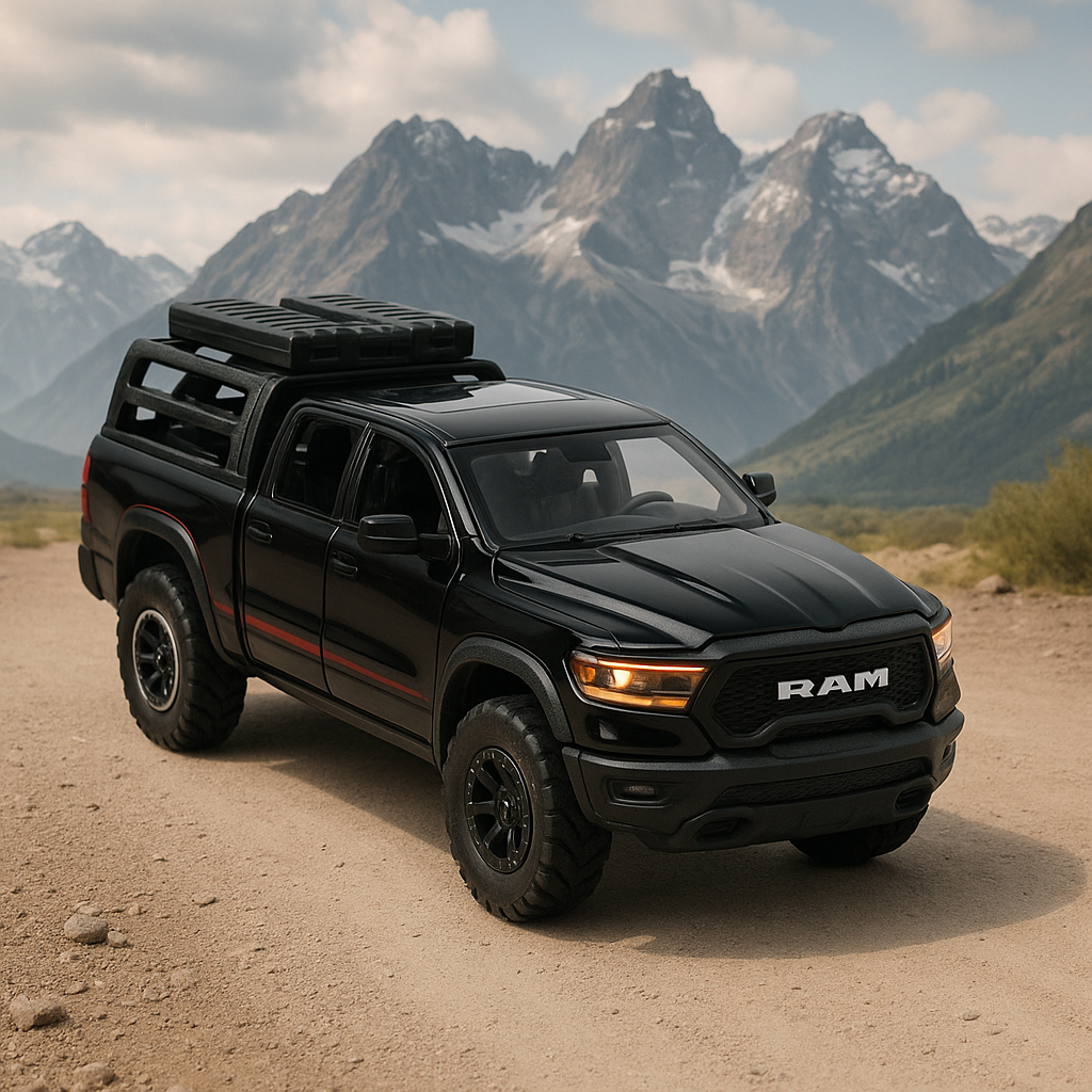 RAM Mammoth 1:32 Die-Cast Pull-Back Model Car with Lights & Sound (Black)