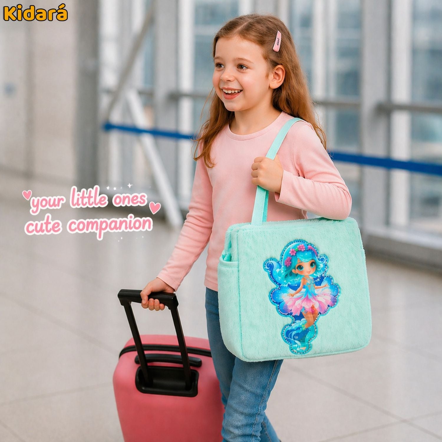 Kidara Mermaid Fur Crossbody Kids Sling Bag (Green)