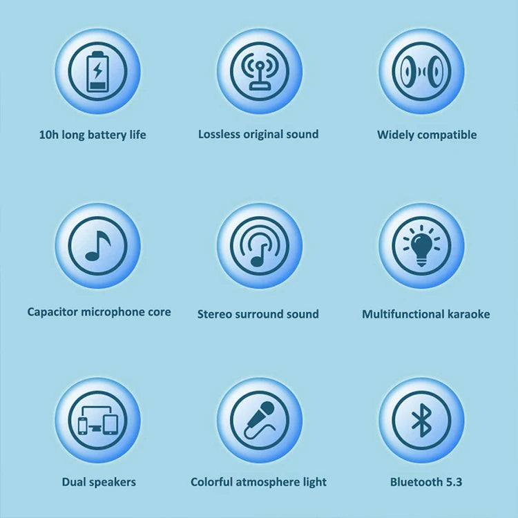 Square Karaoke Bluetooth Mic & Speaker with Lights | Wireless, Rechargeable, Portable | Ages 3+ (Multicolor)