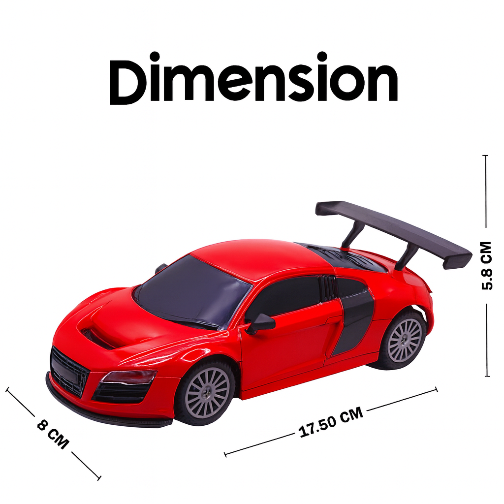 Kidara High-Speed Mini Rechargeable Audi Style RC Car with LED Headlights – Red
