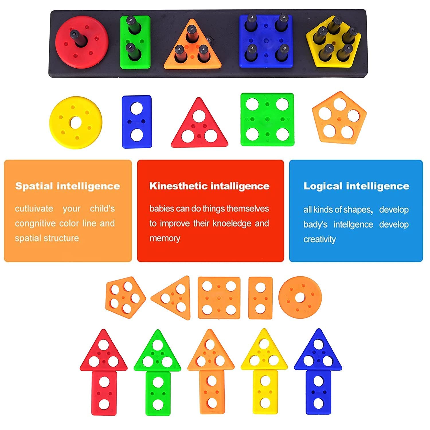 Angle Geometric Plastic Blocks, Sorting & Stacking Sorter Set | STEM Gift for Kids | Hands-On Learning & Sorting Game | Ages 1+