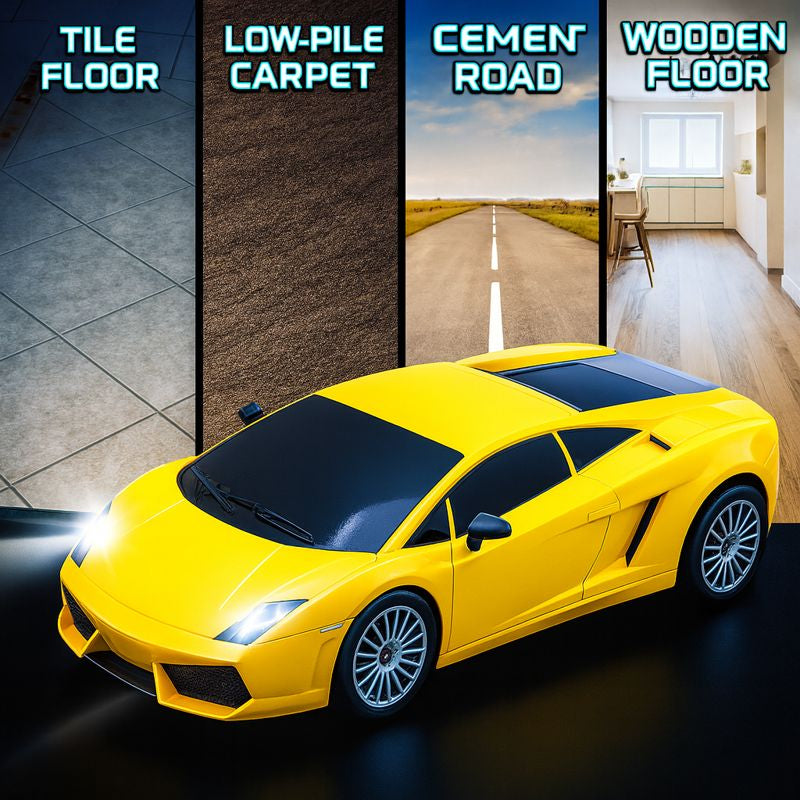 Kidara High-Speed Lambo RC Racing Car 1:24 | Rechargeable Mini Remote Control Car for Kids (Yellow)