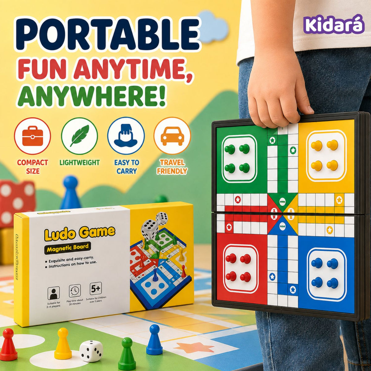 Kidara Magnetic Ludo Game Board For Kids ( 5+ Years of Age )
