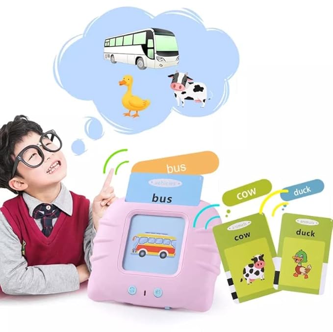 Talking Flash Card | Double-Sided Montessori Flash Cards for Language & Auditory Learning (Multicolor)