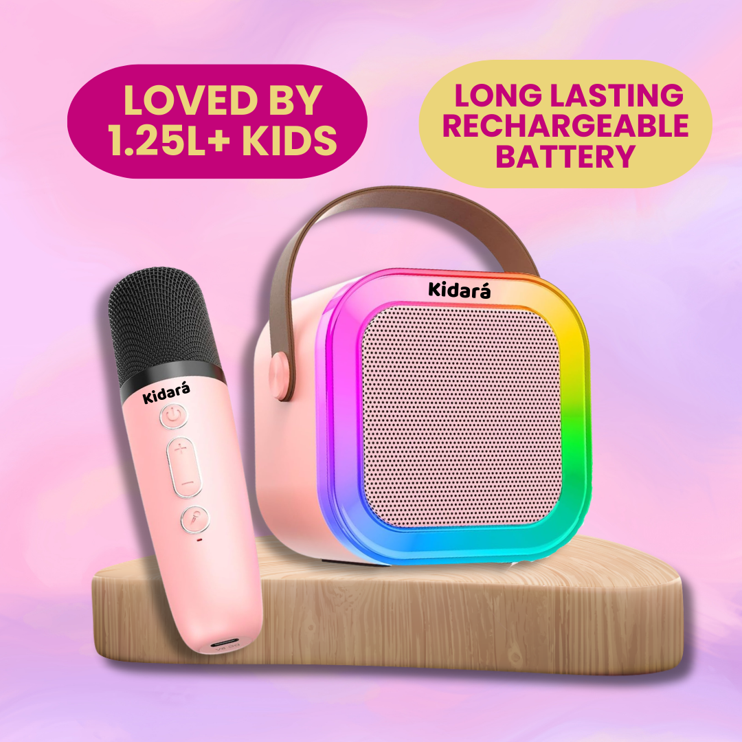 Karaoke Speaker with One Wireless Mic | Ages 3+ (Pink)