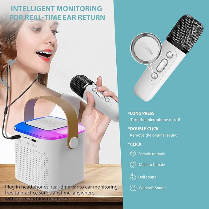 Sing Square Karaoke Speaker with 2 Mics (Bluetooth) | Rechargeable/Portable | Ages 3-9+ (Multicolor)