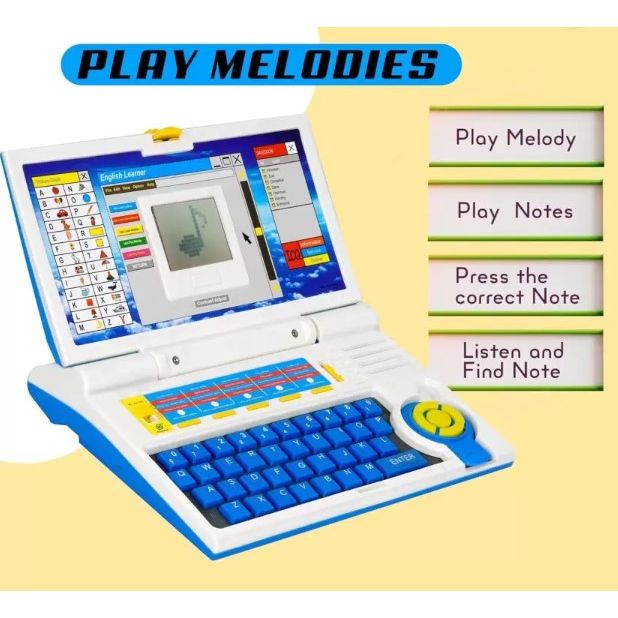 Educational Laptop Computer Toy with Mouse | 20 Fun Activity Learning | Letters, Words, Games, Mathematics | Ages 2-5 (Blue)