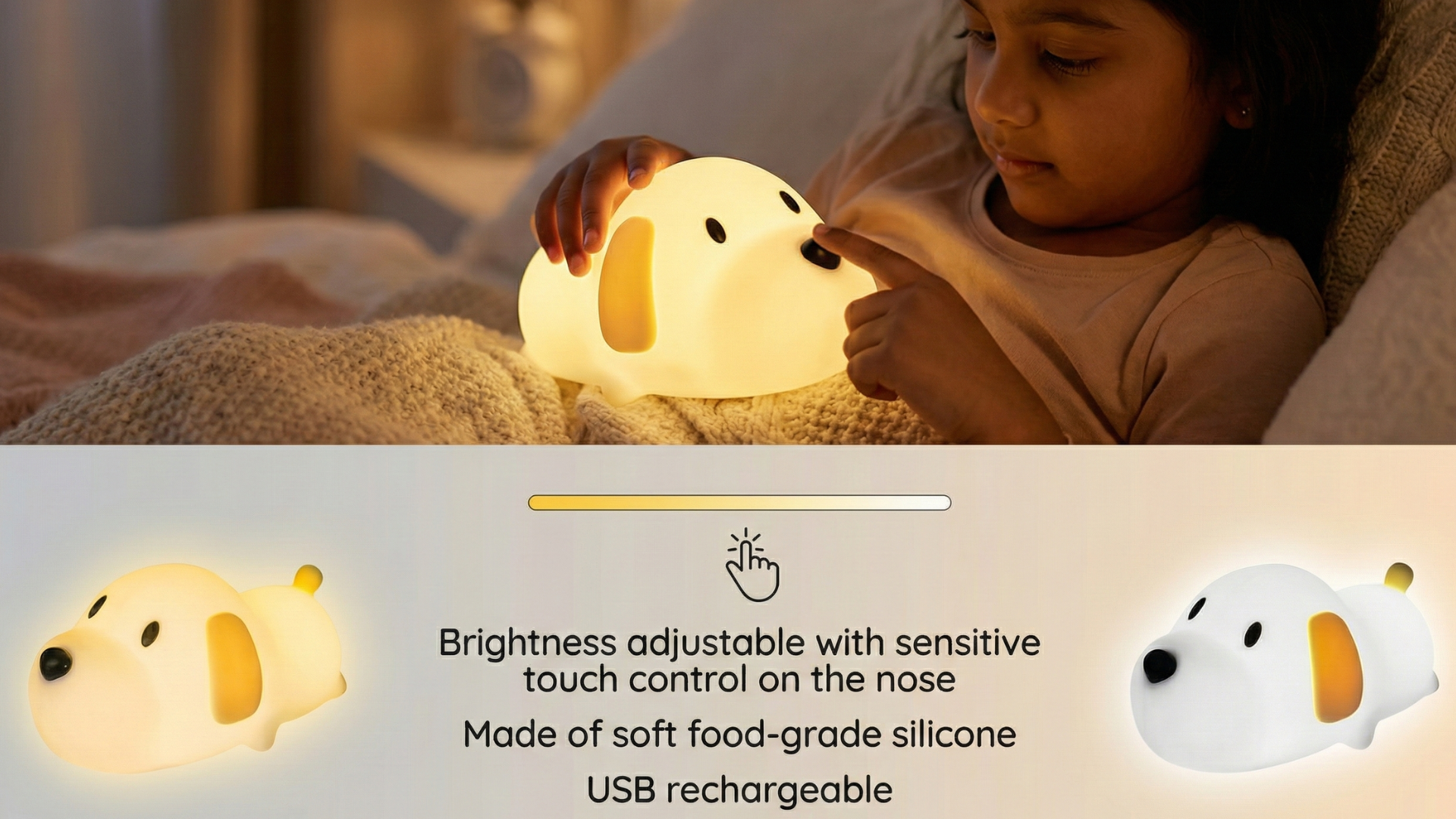 Kidara Puppy Silicone LED Night Light for Kids