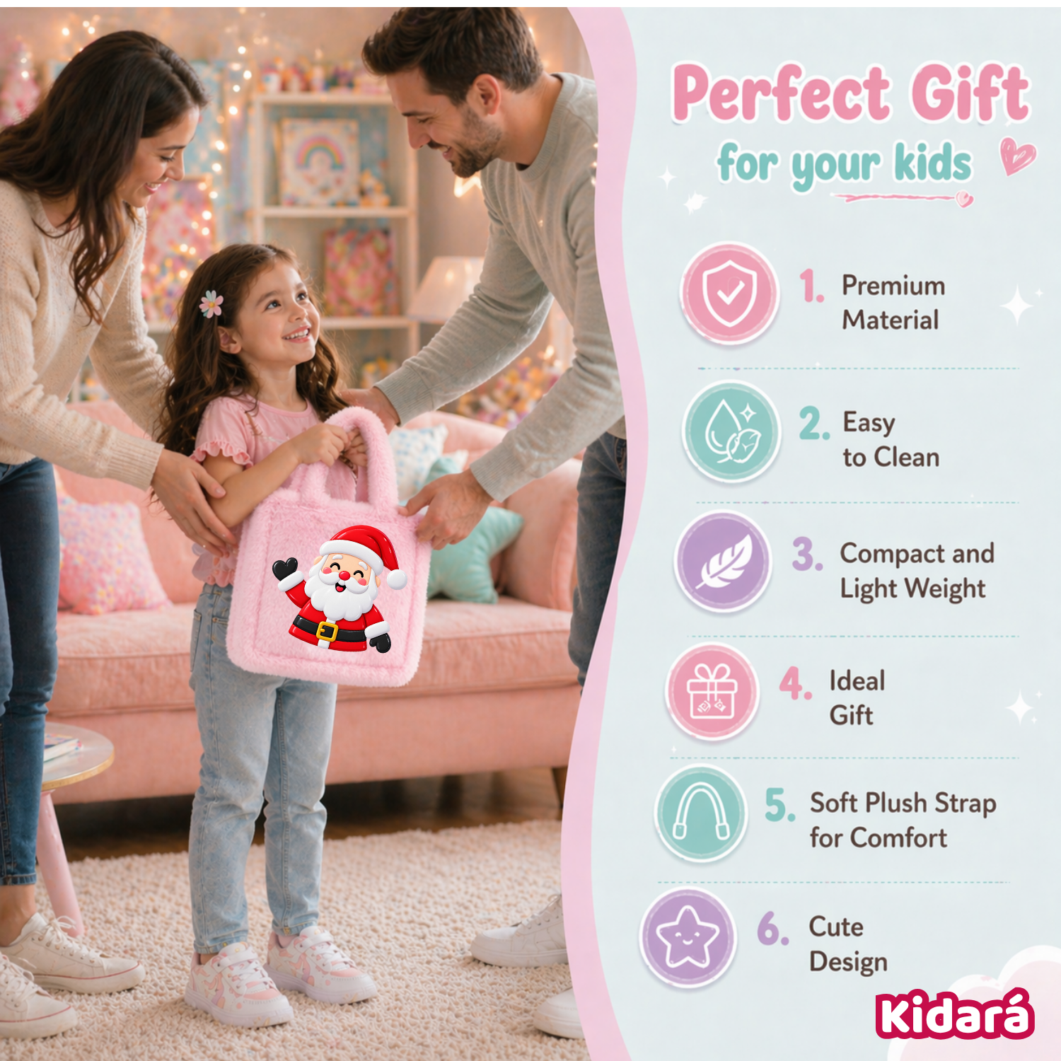 Kidara Christmas Santa Kids Fur Sling Bag
