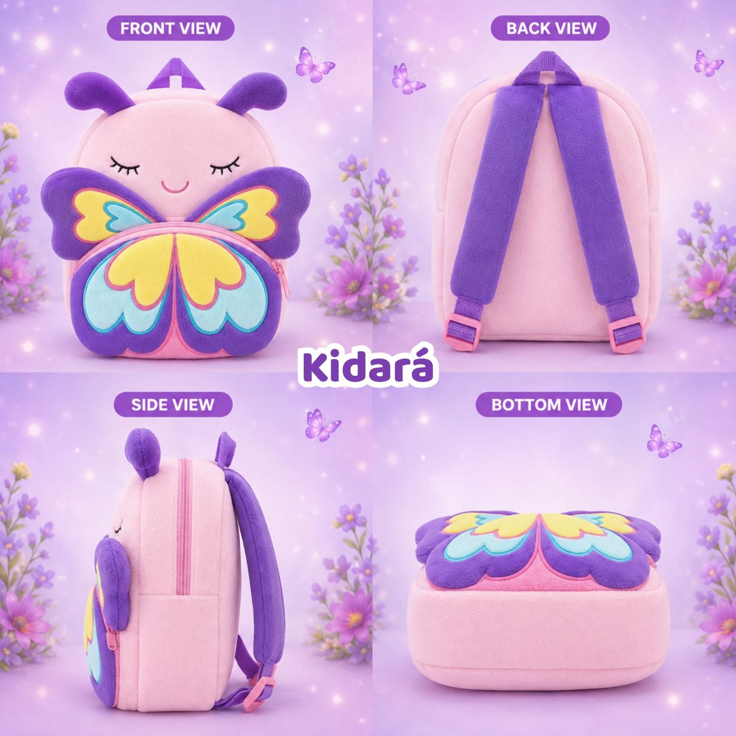 Kidara Magic Wings Butterfly Plush Kids Backpack (Purple)