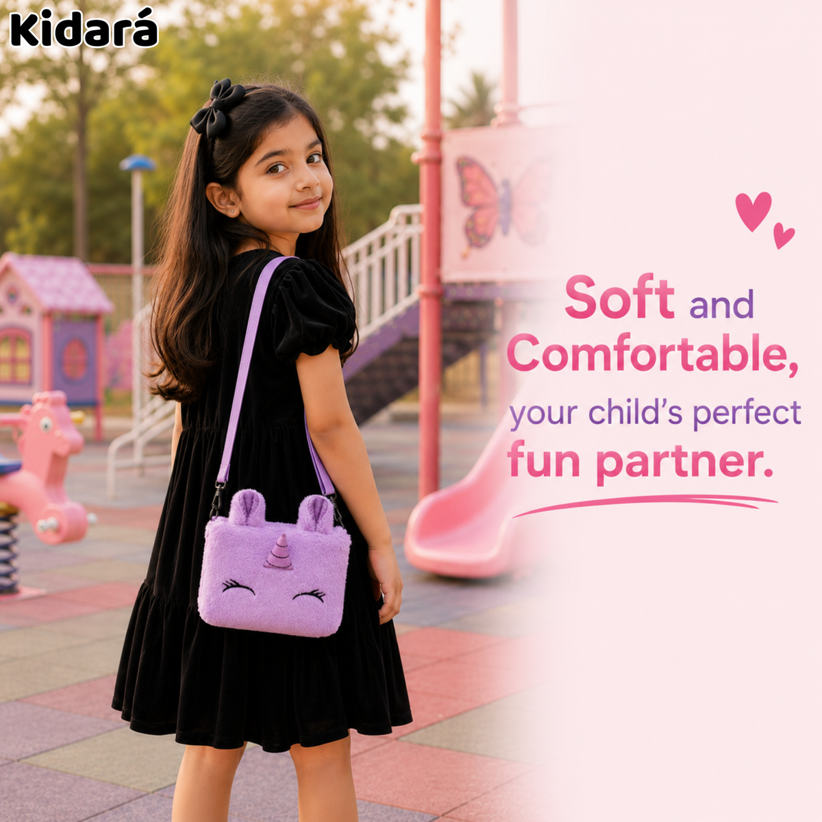 Kidara Unicorn Fur Sling Bag for Kids
