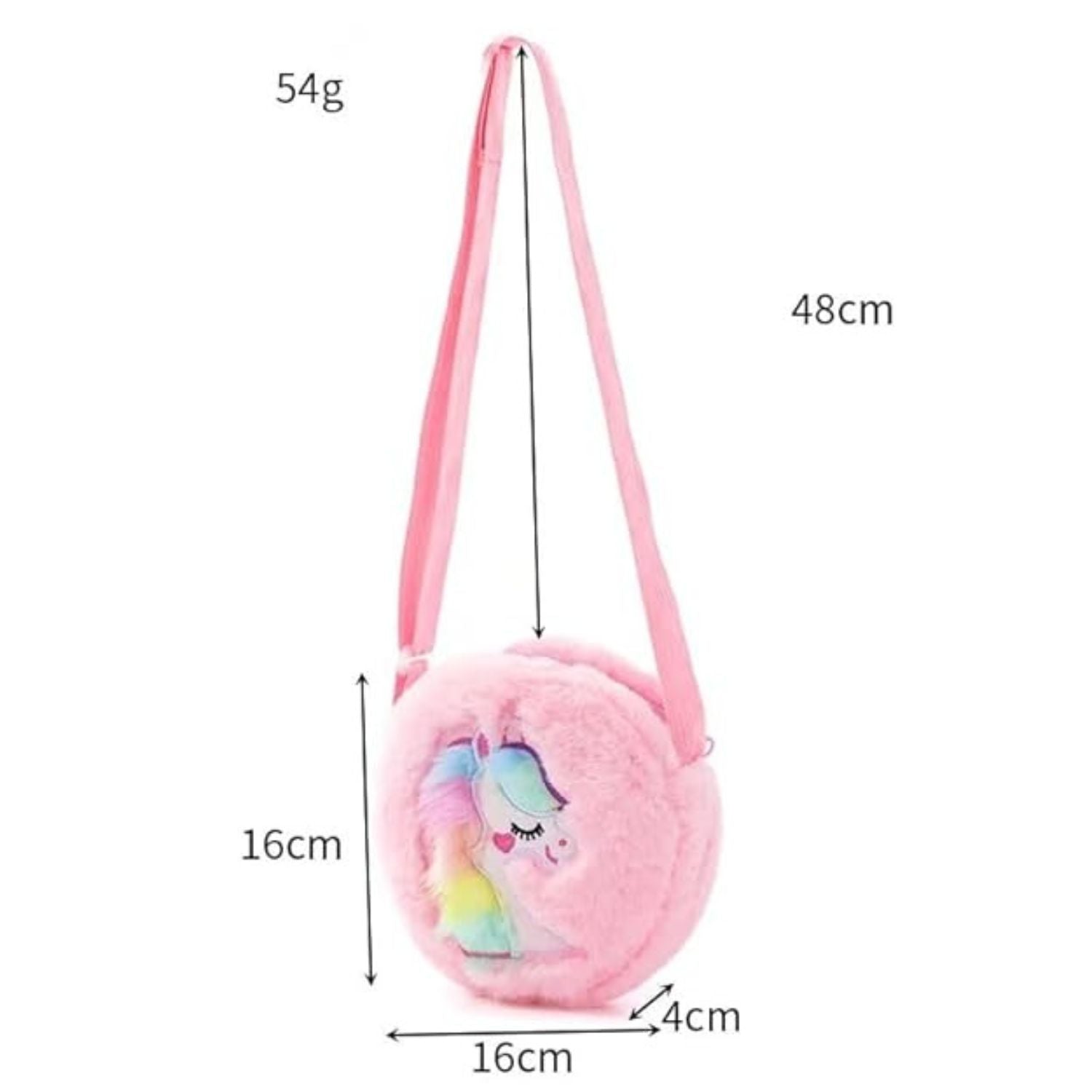 Kidara Unicorn Fur CrossBody Round Bag (Pink)