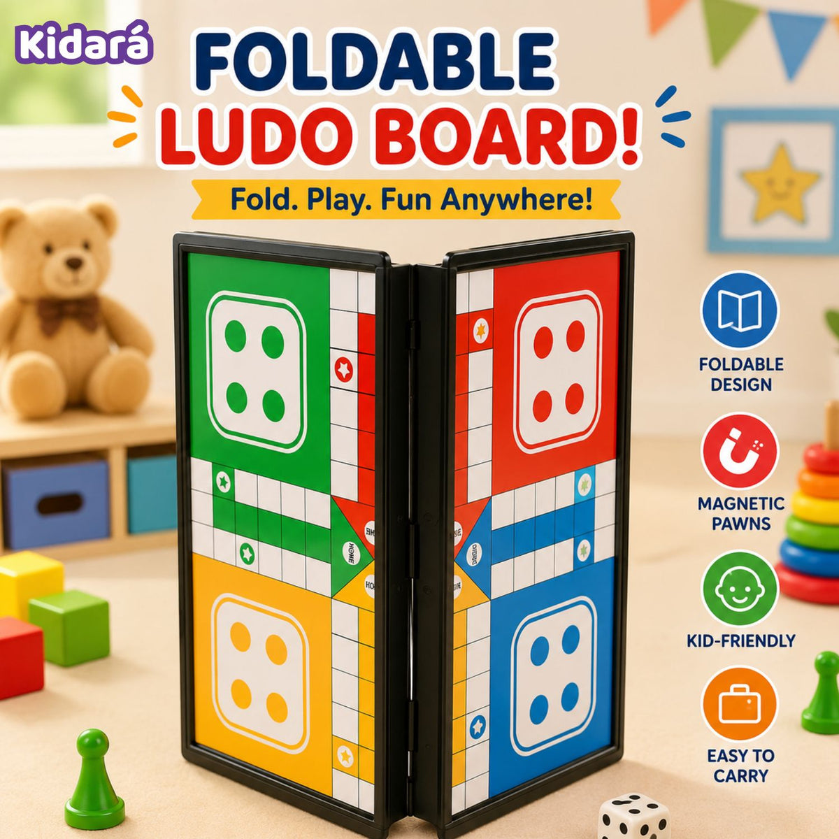 Kidara Magnetic Ludo Game Board For Kids ( 5+ Years of Age )