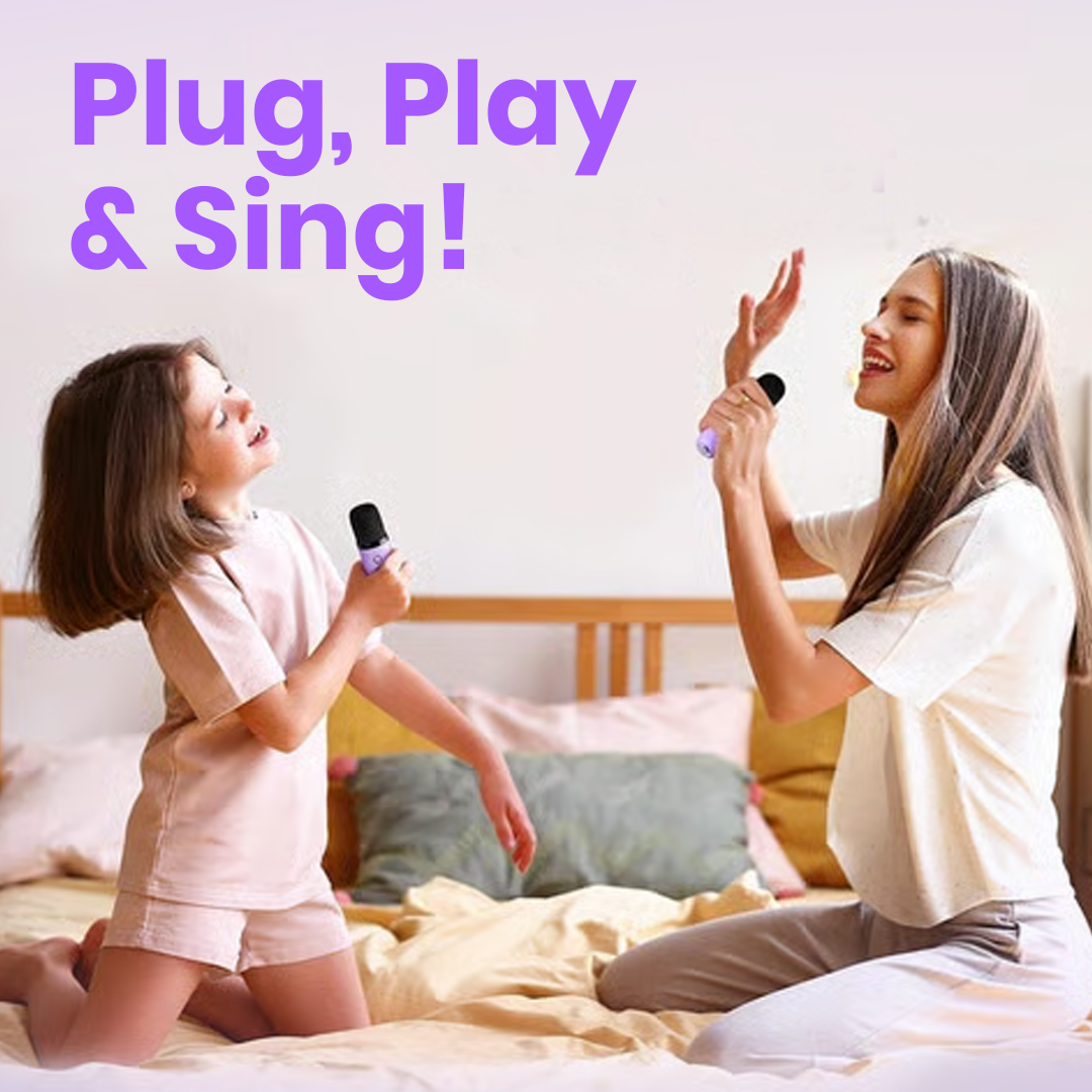 Karaoke Speaker with Two Wireless Mics | Ages 3+ (Purple)