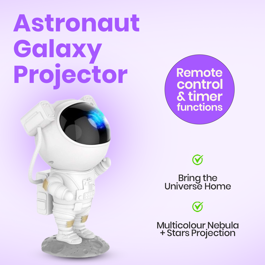 Astronaut Galaxy Projector with Remote Control Premium | 360° Rotation Adjustable Timer Nebula Night Sleep Light | Corded Electric