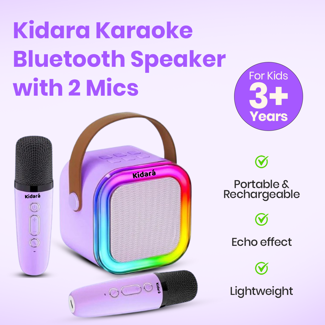 Karaoke Speaker with Two Wireless Mics | Ages 3+ (Purple)