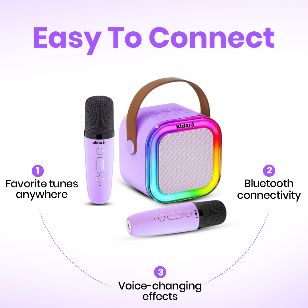 Karaoke Speaker with Two Wireless Mics | Ages 3+ (Purple)