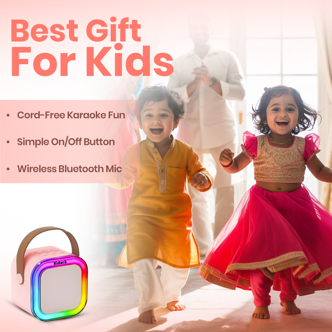 Karaoke Speaker with One Wireless Mic | Ages 3+ (Pink)