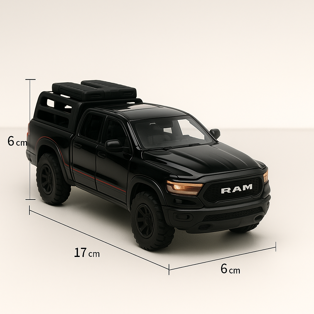 RAM Mammoth 1:32 Die-Cast Pull-Back Model Car with Lights & Sound (Black)