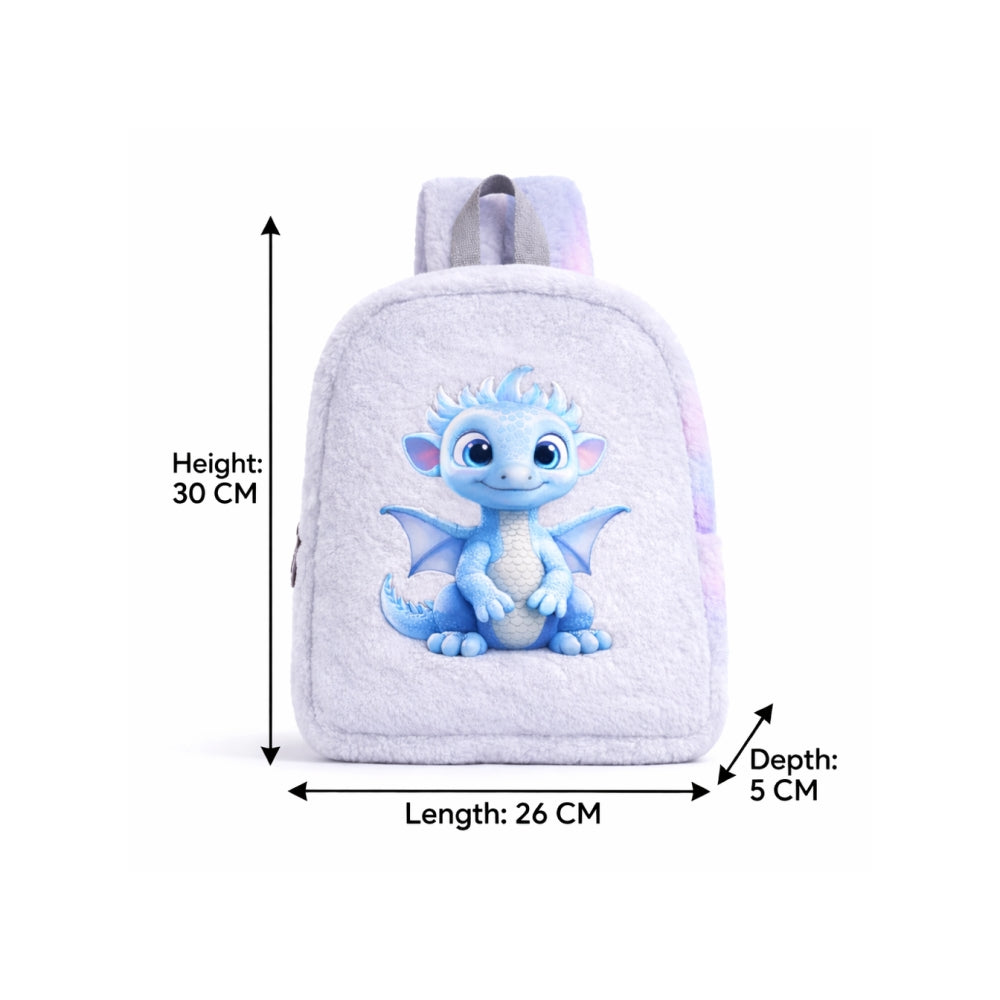 Kidara Cute Kids Fur Dragon Backpack (Grey)
