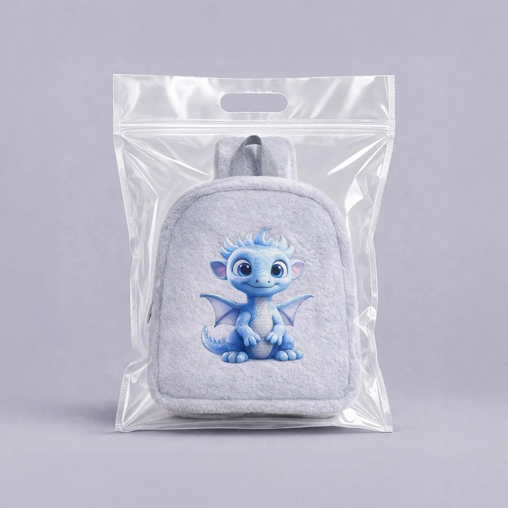 Kidara Cute Kids Fur Dragon Backpack (Grey)