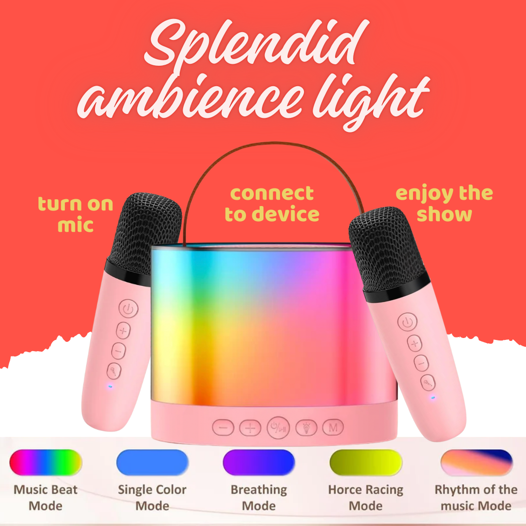 Karaoke Speaker for Kids with 2 Wireless Mic (Glow Tune) | Ages 3- 12+