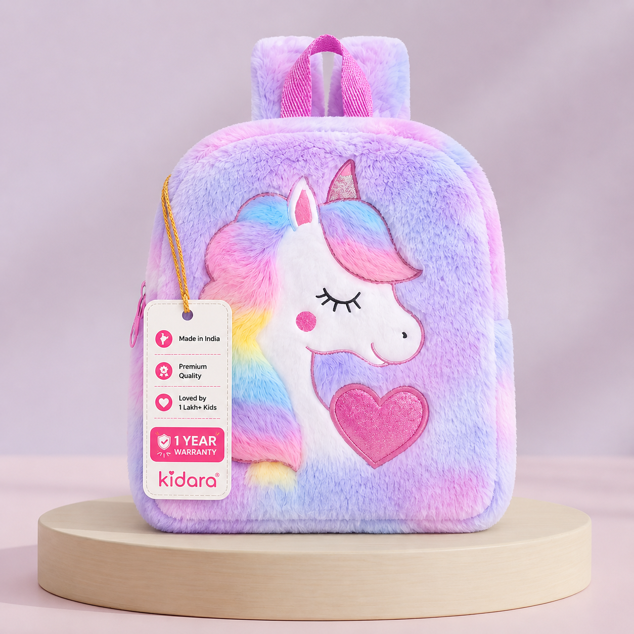 Kidara Plush Unicorn Kids Fur Plush Backpack (Purple)