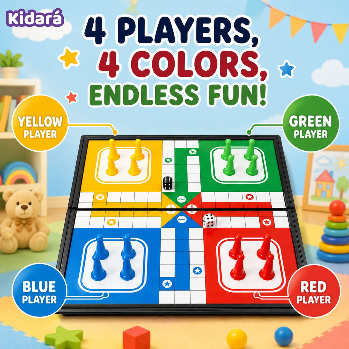 Kidara Magnetic Ludo Game Board For Kids ( 5+ Years of Age )