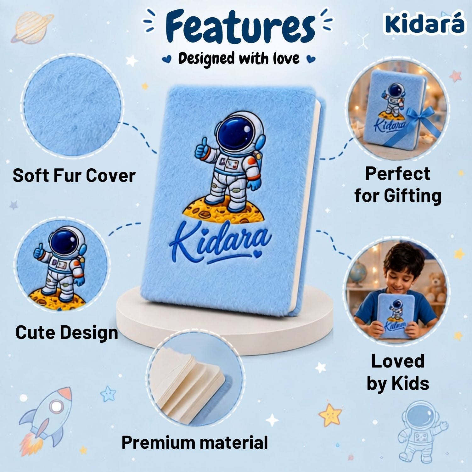 Kidara Kids A6 Cute Astronaut Diary (Blue)