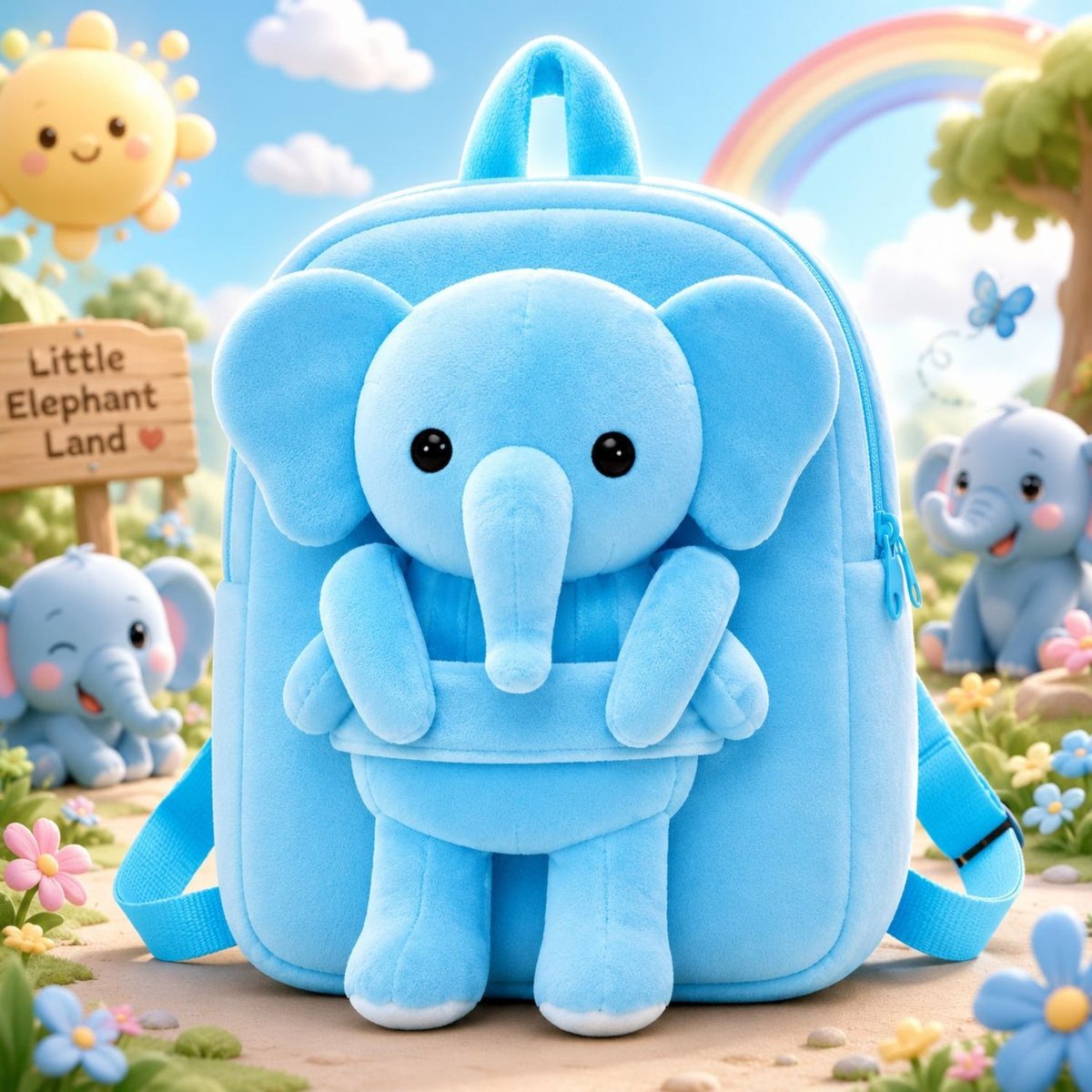 Kidara Elephant Plush Kids Backpack (Blue)