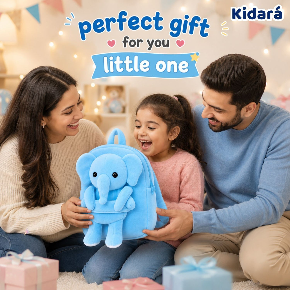 Kidara Elephant Plush Kids Backpack (Blue)