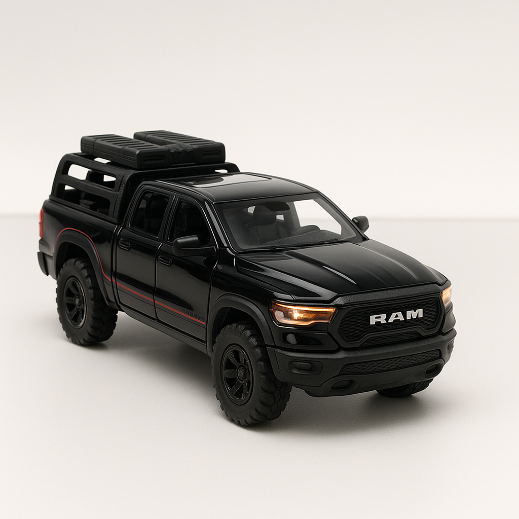 RAM Mammoth 1:32 Die-Cast Pull-Back Model Car with Lights & Sound (Black)