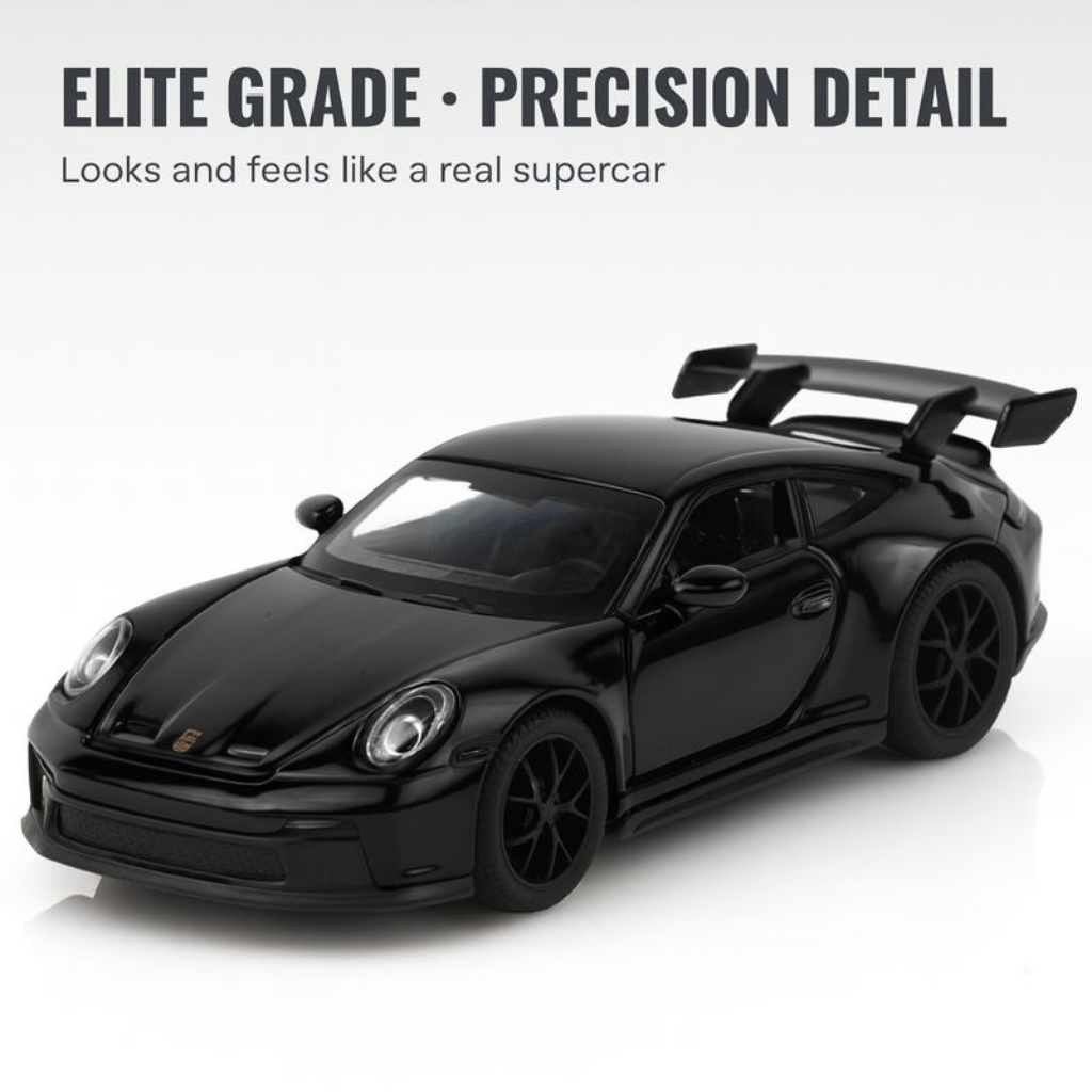 Kidara Exclusive Alloy Metal Pull Back Die-cast Car | Die-cast Metal Pullback Toy car with Openable Doors & Light Music (Black)