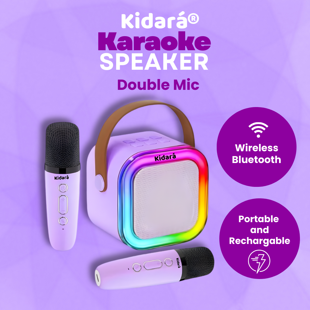 Karaoke Speaker with Two Wireless Mics | Ages 3+  (Purple)