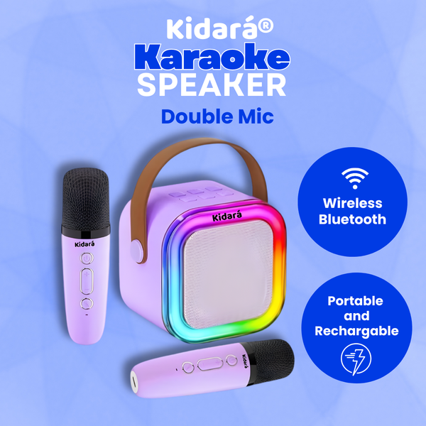 Karaoke Speaker with Two Wireless Mics | Ages 3+  (Purple)