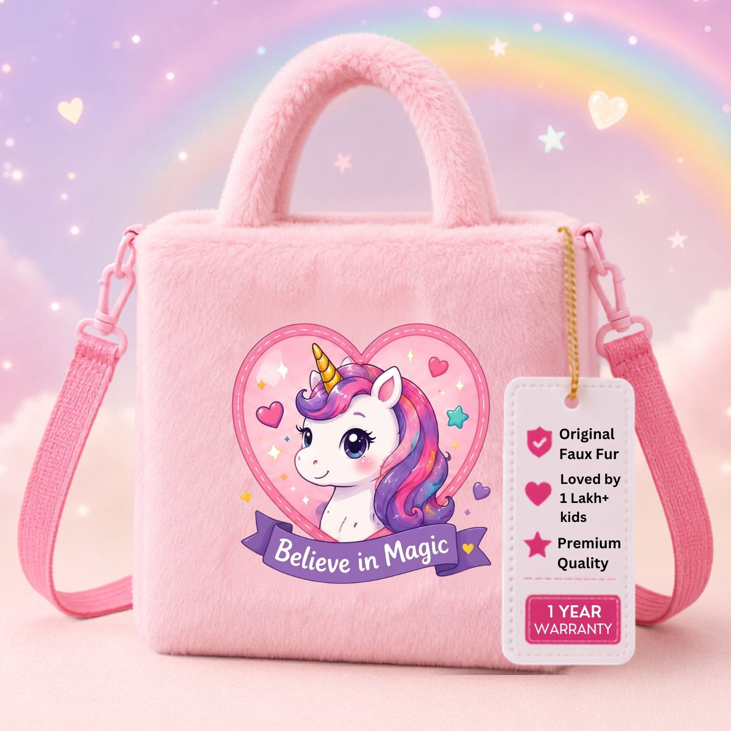 Kidara Believe In Magic Unicorn Kids Sling Bag (Pink)