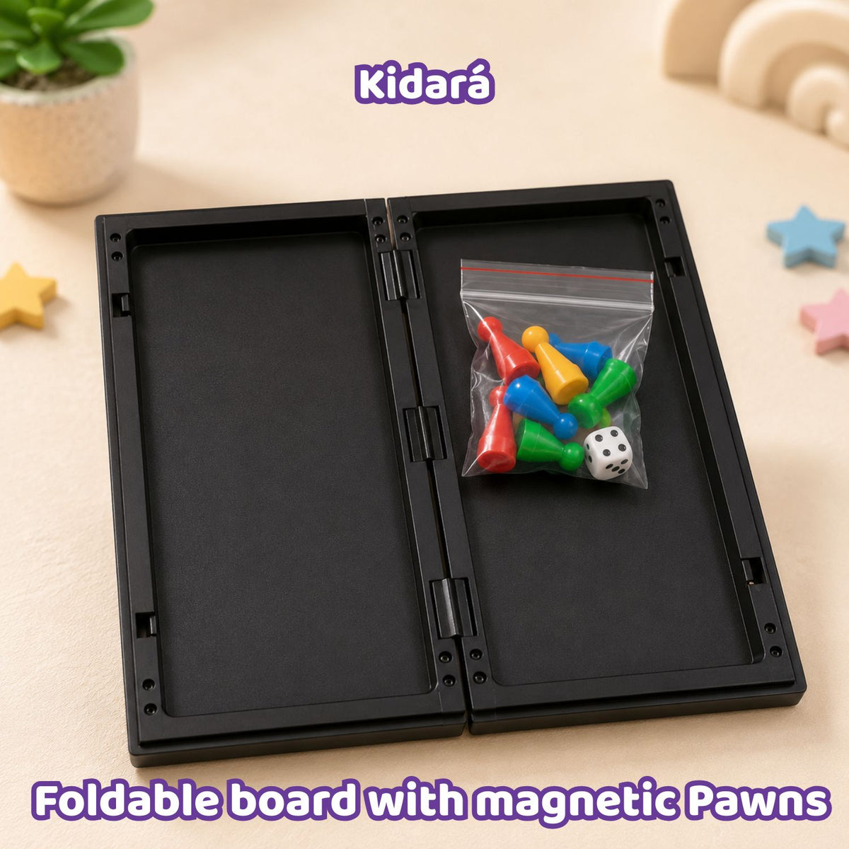 Kidara 3-In-1 Magentic Ludo, Snake N Ladder , Cricket Board Game for Kids