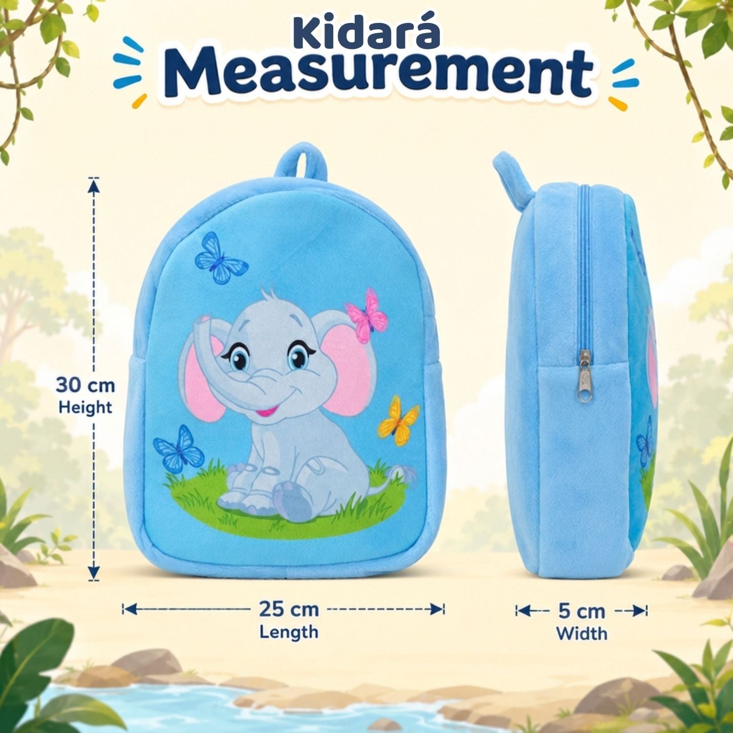Kidara Elephant Plush Kids Backpack (Blue)