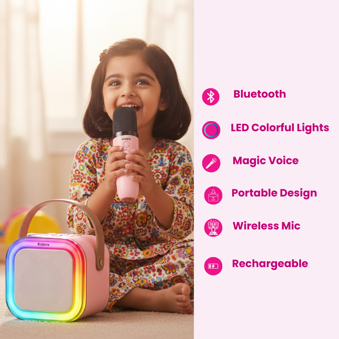 Karaoke Speaker with One Wireless Mic | Ages 3+ (Pink)